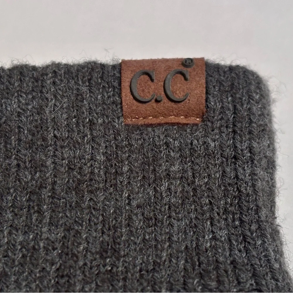C.C. BEANIES Women's Dark Gray Ribbed Knit Smart Touch Technology Gloves